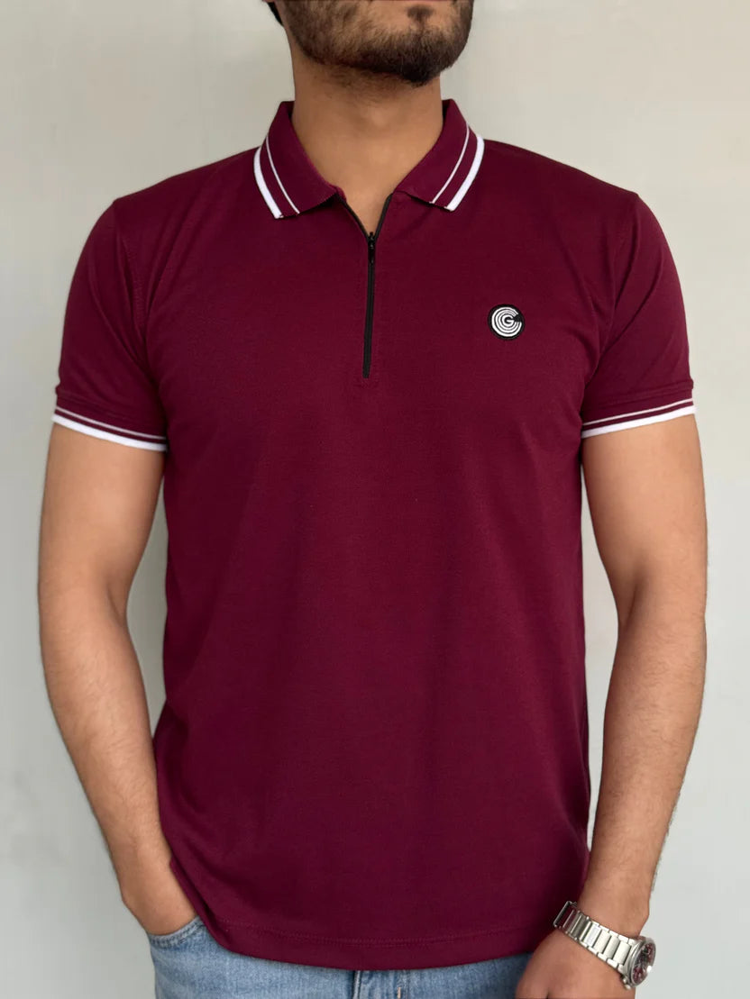 LUXURY COTTON HALF SLEEVES POLO-MAROON