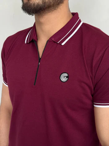 LUXURY COTTON HALF SLEEVES POLO-MAROON