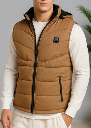 SLEEVLESS REMOVABLE &amp; DETACHABLE JACKET-NEON BROWN